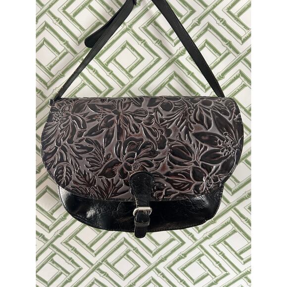 Patricia Nash Crossbody Tooled Black Leather Black New w/o tags - Picture 1 of 9